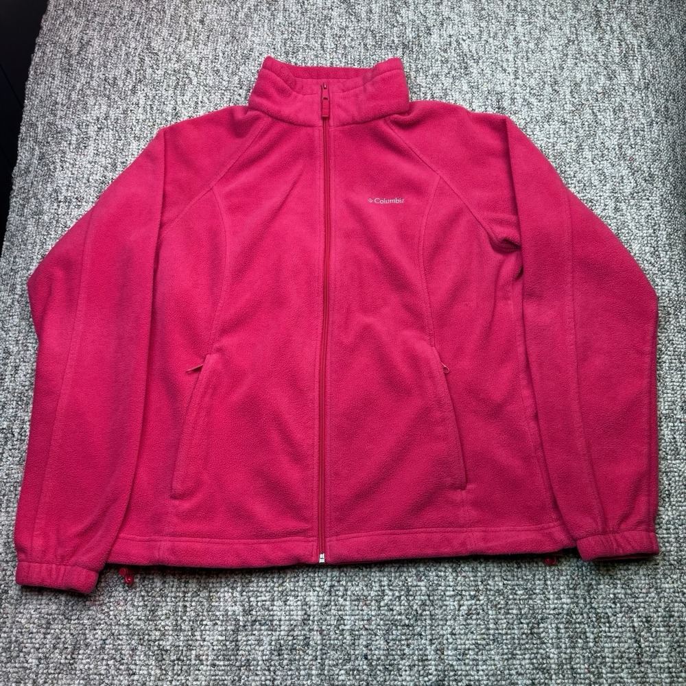 Columbia Jacket Womens XL Fleece Full Zip Benton Springs Pockets Pink XL6445